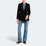 مانتو یقه آرشال کمربند دار مشکی سایز 32 تا 62 (رنگبندی موجود) رویداسما roydasma سایز بزرگ موجود