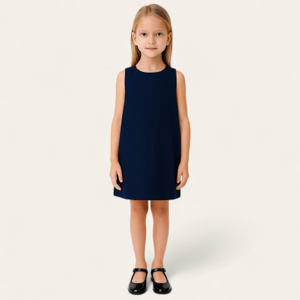 پیراهن کوتاه کودک کرپ یقه قایقی آستین حلقه ای آبی نفتی سایز 2 تا 11 سال (رنگبندی موجود) رویداسما roydasma