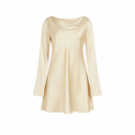 پیراهن یقه شل کوتاه آستین بلند ساتن زرد قد 80cm سایز 32 تا 62 (رنگبندی موجود) رویداسما roydasma سایز بزرگ موجود