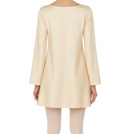 پیراهن یقه شل کوتاه آستین بلند ساتن زرد قد 80cm سایز 32 تا 62 (رنگبندی موجود) رویداسما roydasma سایز بزرگ موجود