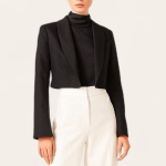 کت کراپ یقه آرشال کرپ مشکی سایز 32 تا 62 (رنگبندی موجود) رویداسما roydasma سایز بزرگ موجود