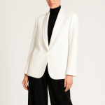 کت کرپ با یقه آرشال ساتن سفید سایز 32 تا 62 (رنگبندی موجود) رویداسما roydasma