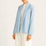 کت یقه برگردان نخی راه راه سفید آبی سایز 32 تا 62 رویداسما roydasma سایز بزرگ موجود