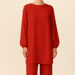 تونیک مانتویی قرمز زنانه نخی ابر و بادی سایز 32 تا 62 (رنگبندی موجود) رویداسما roydasma سایز بزرگ موجود