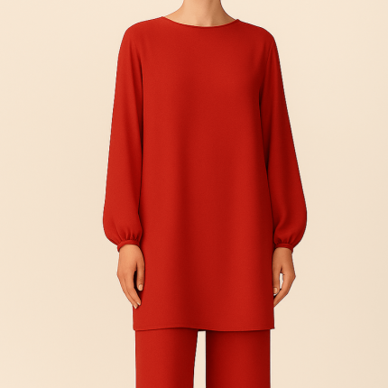 تونیک مانتویی قرمز زنانه نخی ابر و بادی سایز 32 تا 62 (رنگبندی موجود) رویداسما roydasma سایز بزرگ موجود