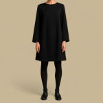 تونیک مانتویی کرپ نخ مشکی سایز 32 تا 62 رویداسما roydasma سایز بزرگ موجود