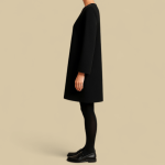 تونیک مانتویی کرپ نخ مشکی سایز 32 تا 62 رویداسما roydasma سایز بزرگ موجود