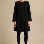 تونیک مانتویی کرپ نخ مشکی سایز 32 تا 62 رویداسما roydasma سایز بزرگ موجود