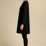 تونیک مانتویی کرپ نخ مشکی سایز 32 تا 62 رویداسما roydasma سایز بزرگ موجود