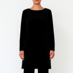 تونیک مخمل مشکی آستین بلند قد 80cm سایز 32 تا 62 (رنگبندی موجود) رویداسما roydasma سایز بزرگ موجود