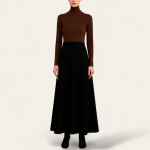 دامن بلند جیر مخمل سوئیت ای لاین پشت کش مشکی قد 100cm سایز 32 تا 62 (رنگبندی موجود) سایز بزرگ موجود رویداسما roydama