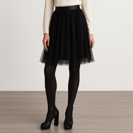 دامن توری کوتاه مشکی مجلسی سایز 32 تا 62 رنگبندی موجود رویداسما roydasma سایز بزرگ موجود