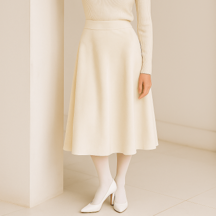 دامن مخمل میدی پشت کش نیم کلوش سفید سایز 32 تا 62 (رنگبندی موجود) رویداسما roydasma سایز بزرگ موجود