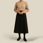 دامن میدی ای لاین پشت کش دورس مشکی پاییزه زمستانه سایز 32 تا 62 قد 80cm (رنگبندی موجود) رویداسما roydasma سایز بزرگ موجود