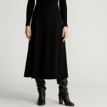 دامن میدی جیر مخمل سوئیت ای لاین پشت کش مشکی قد 80cm سایز 32 تا 62 (رنگبندی موجود) سایز بزرگ موجود رویداسما roydama