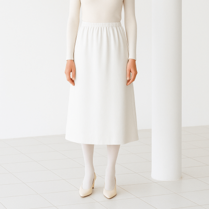 دامن میدی کمرکش مخمل سفید ای لاین سایز 32 تا 62 قد 70cm (رنگبندی موجود) رویداسما roydasma سایز بزرگ موجود