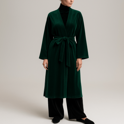 ربدوشامبر مخمل میدی کلاسیک سبز کله غازی قد 110cm سایز 32 تا 62 (رنگبندی موجود) رویداسما roydasma سایز بزرگ موجود