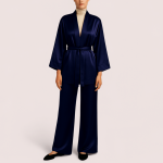 ست ربدوشامبر و شلوار راحتی ساتن مشکی سایز 32 تا 62 (رنگبندی موجود) رویداسما roydasma سایز بزرگ موجود