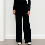 شلوار بگ مخمل کبریتی ریز کمرکش مشکی قد 100cm سایز 32 تا 62 (رنگبندی موجود) رویداسما roydasma سایز بزرگ موجود