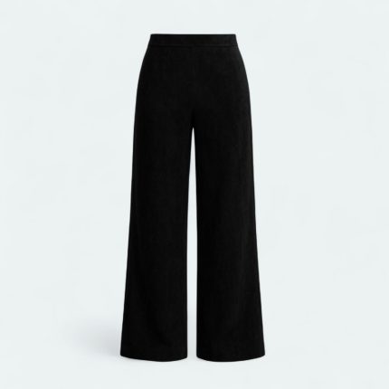 شلوار بگ مخمل کبریتی ریز کمرکش مشکی قد 100cm سایز 32 تا 62 (رنگبندی موجود) رویداسما roydasma سایز بزرگ موجود