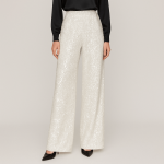 شلوار بگ پشت کش مخمل پولکی سفید سایز 32 تا 62 (رنگبندی موجود) رویداسما roydasma سایز بزرگ موجود