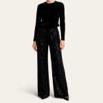 شلوار بگ کمرکش مخمل پولکی مشکی سایز 32 تا 62 (رنگبندی موجود) رویداسما roydasma سایز بزرگ موجود