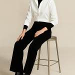 شلوار راسته جیر مخمل سوئیت پشت کش مشکی قد 100cm سایز 32 تا 62 (رنگبندی موجود) رویداسما roydasma سایز بزرگ موجود