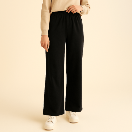 شلوار راسته دورس کمرکش مشکی قد 100cm سایز 32 تا 62 رویداسما roydasma سایز بزرگ موجود