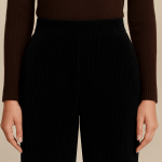 شلوار راسته مخمل کبریتی ریز پشت کش مشکی قد 100cm سایز 32 تا 62 (رنگبندی موجود) رویداسما roydasma سایز بزرگ موجود