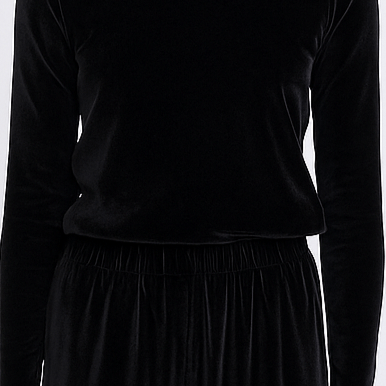 شلوار راسته مخمل کمرکش مشکی سایز 32 تا 62 قد 100cm (رنگبندی موجود) رویداسما roydasma سایز بزرگ موجود