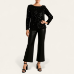 شومیز مخمل پولکی مشکی آستین بلند سایز 32 تا 62 (رنگبندی موجود) رویداسما roydasma سایز بزرگ موجود