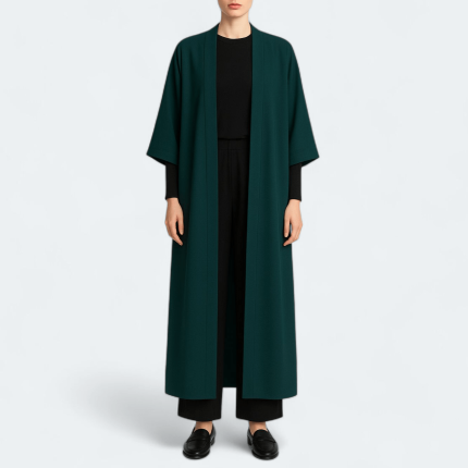 مانتو کیمونو بلند آستین سه ربع سبز کله غازی سایز 32 تا 62 (رنگبندی موجود) رویداسما roydasma سایز بزرگ موجود