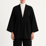 مانتو کیمونو چیندار مشکی سایز 32 تا 62 (رنگبندی موجود) رویداسما roydasma سایز بزرگ موجود