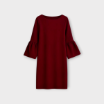 پیراهن آزاد مجلسی زرشکی آستین بل میدی سایز 32 تا 62 رویداسما roydasma سایز بزرگ موجود