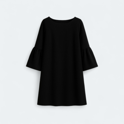 پیراهن آزاد مجلسی مشکی آستین بل میدی سایز 32 تا 62 رویداسما roydasma سایز بزرگ موجود