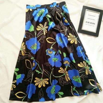 دامن ساتن گل شقایق سایز 32 تا 62