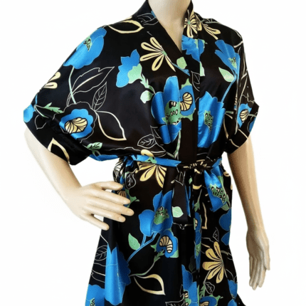 ربدوشامبر ساتن گل شقایق آستین سرخود سایز 32 تا 62