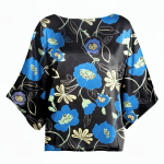 شومیز آستین کیمونو ساتن مجلسی گل شقایق سایز 32 تا 62