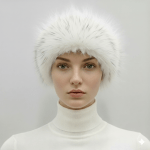 هدبند روسی خز پرزبلند پشت کش سفید با رگه مشکی