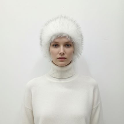 هدبند روسی خز پرزبلند پشت کش سفید با رگه مشکی