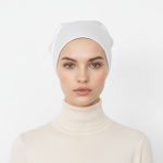 مینی اسکارف مثلثی ساتن سفید پشت کش