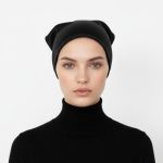 مینی اسکارف مثلثی ساتن مشکی پشت کش