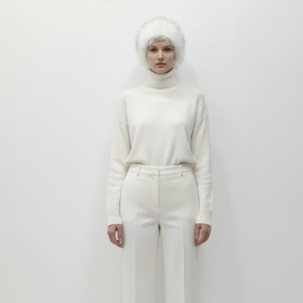 هدبند روسی خز پرزبلند پشت کش سفید با رگه مشکی