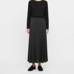 دامن بافت طوسی نیم کلوش بلند پشت کش قد 90cm سایز 32 تا 62 رویداسما roydasma سایز بزرگ موجود