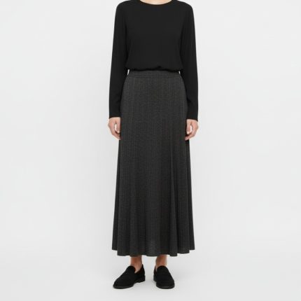 دامن بافت طوسی نیم کلوش بلند پشت کش قد 90cm سایز 32 تا 62 رویداسما roydasma سایز بزرگ موجود