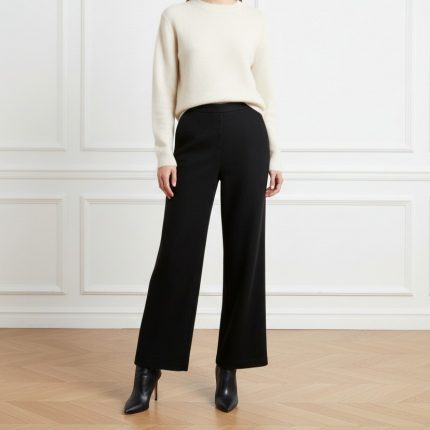 شلوار راسته فوتر پشت کش مشکی قد 100cm سایز 32 تا 62 رویداسما roydasma سایز بزرگ موجود