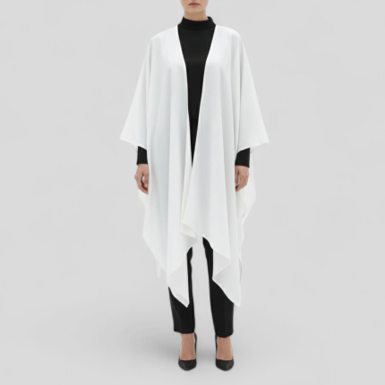 مانتو پانچو جلوباز کرپ سفید سایز 32 تا 62 (رنگبندی موجود) رویداسما roydasma