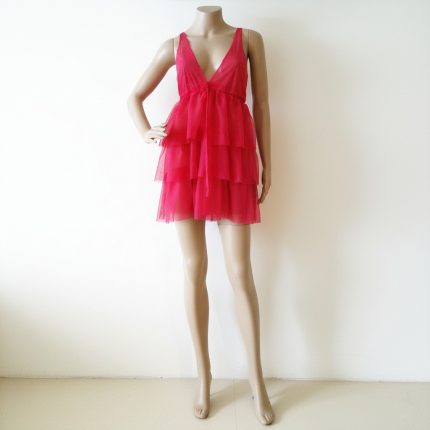 پیراهن توری سه دامنه سرخابی سایز 32 تا 62 (رنگبندی موجود) رویداسما roydasma سایز بزرگ موجود