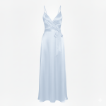 پیراهن کاپدار مجلسی آبی روشن بندی کمربنددار ساتن سایز 32 تا 62 (رنگبندی موجود) رویداسما roydasma سایز بزرگ موجود