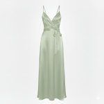 پیراهن کاپدار مجلسی سبز روشن بندی کمربنددار ساتن سایز 32 تا 62 (رنگبندی موجود) رویداسما roydasma سایز بزرگ موجود